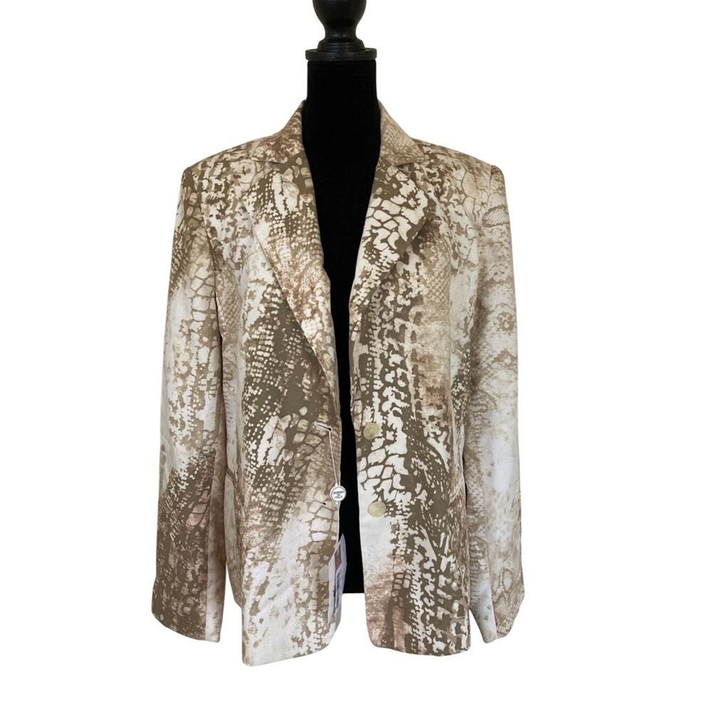 Nicoloa Made in Italy Women's Snake-Print 2 Button Blazer Jacket Size 12 New